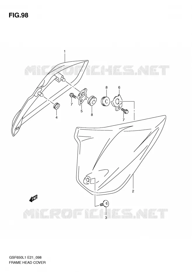 FRONT FRAME COVER (GSF650UAL1 E21) Suzuki MOTO 650 BANDIT 2011  GSF650SL1(E21)