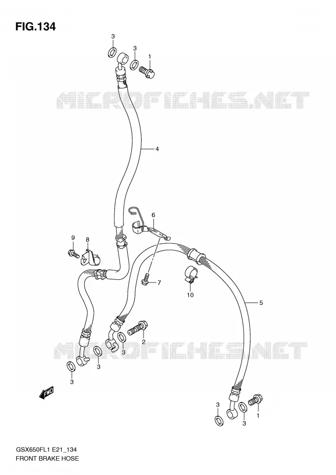 FRONT REMSLANG (GSX650FUL1 E24) Suzuki MOTO 650 GSX-F 2011  GSX650FL1(E21)
