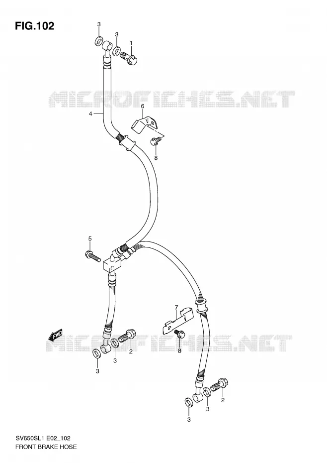 FRONT REMSLANG (SV650SL1 E2) Suzuki MOTO 650 SV 2011  SV650SAL1(E2)