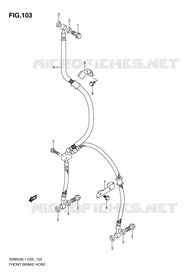 FRONT REMSLANG (SV650SL1 E24) Suzuki MOTO 650 SV 2011  SV650SAL1(E2)
