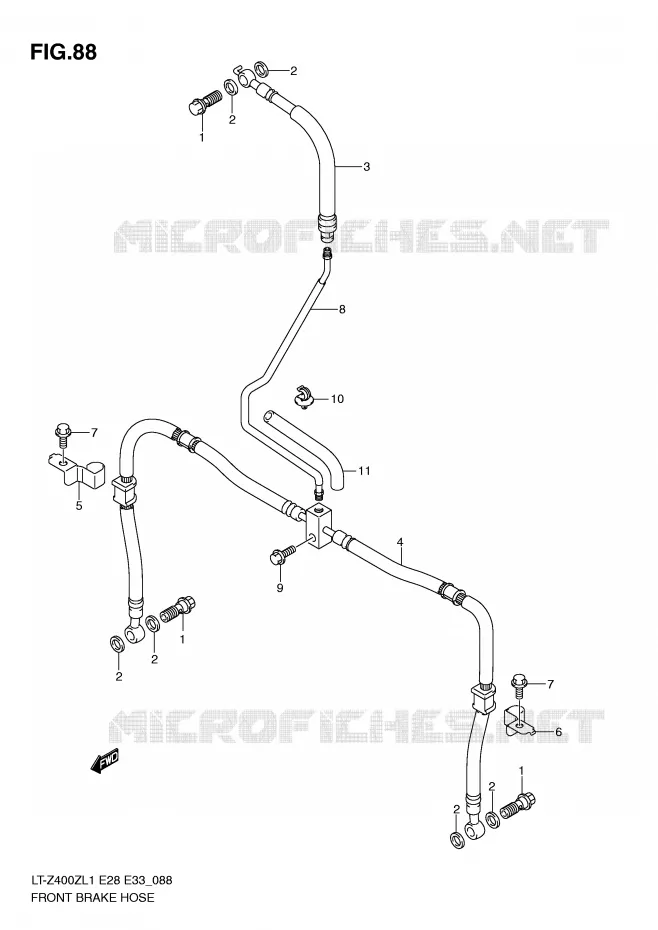 FRONT REMSLANG Suzuki QUAD 400 QUADSPORT 2011  LT-Z400ZL1(E28/E33)