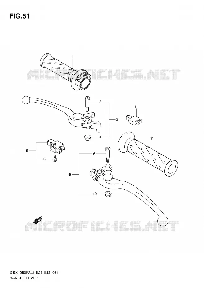 HANDGRIPS - LEVERS Suzuki MOTO 1250 GSX-F 2011  GSX1250FAL1(E28)