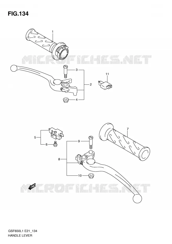 HEFBOMEN - HANDGRIPS (GSF650SUAL1 E21) Suzuki MOTO 650 BANDIT 2011  GSF650SL1(E21)