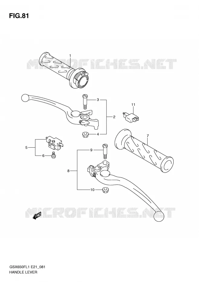 HEFBOMEN - HANDGRIPS (GSX650FAL1 E21) Suzuki MOTO 650 GSX-F 2011  GSX650FUL1(E21)