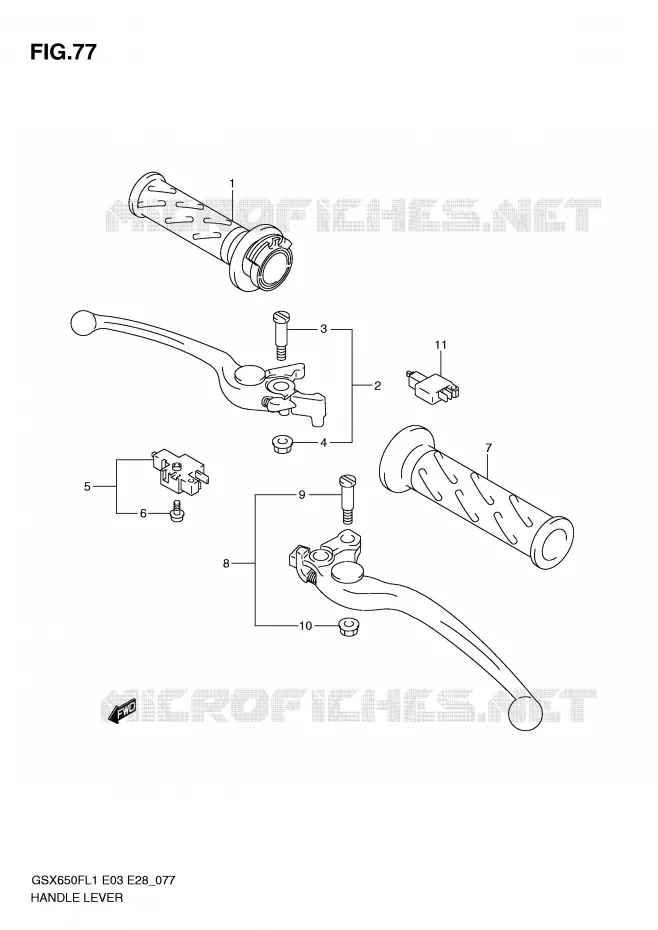 HEFBOMEN - HANDGRIPS (GSX650FL1 E28) Suzuki MOTO 650 GSX-F 2011  GSX650FL1(E3/E28)