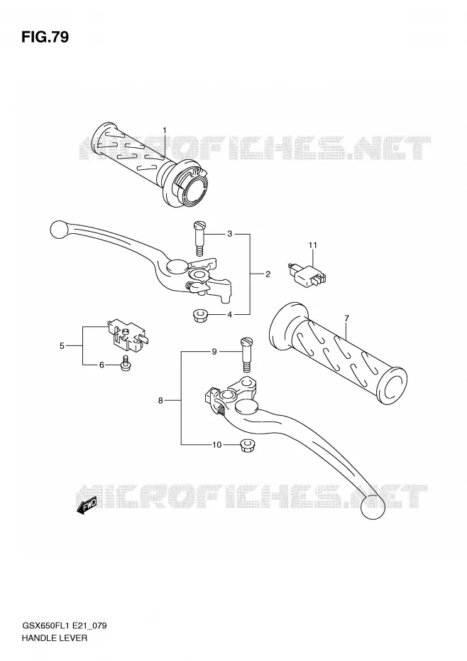 HEFBOMEN - HANDGRIPS (GSX650FUL1 E21) Suzuki MOTO 650 GSX-F 2011  GSX650FUL1(E21)