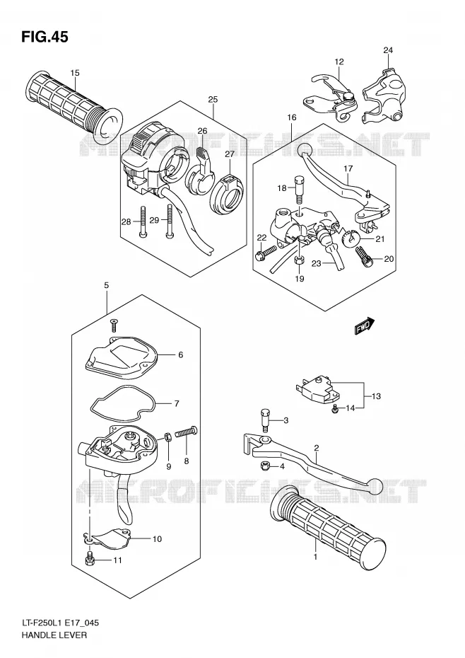HEFBOMEN - HANDGRIPS (LT-F250L1 E17) Suzuki QUAD 250 OZARK 2011  LT-F250L1(E17)