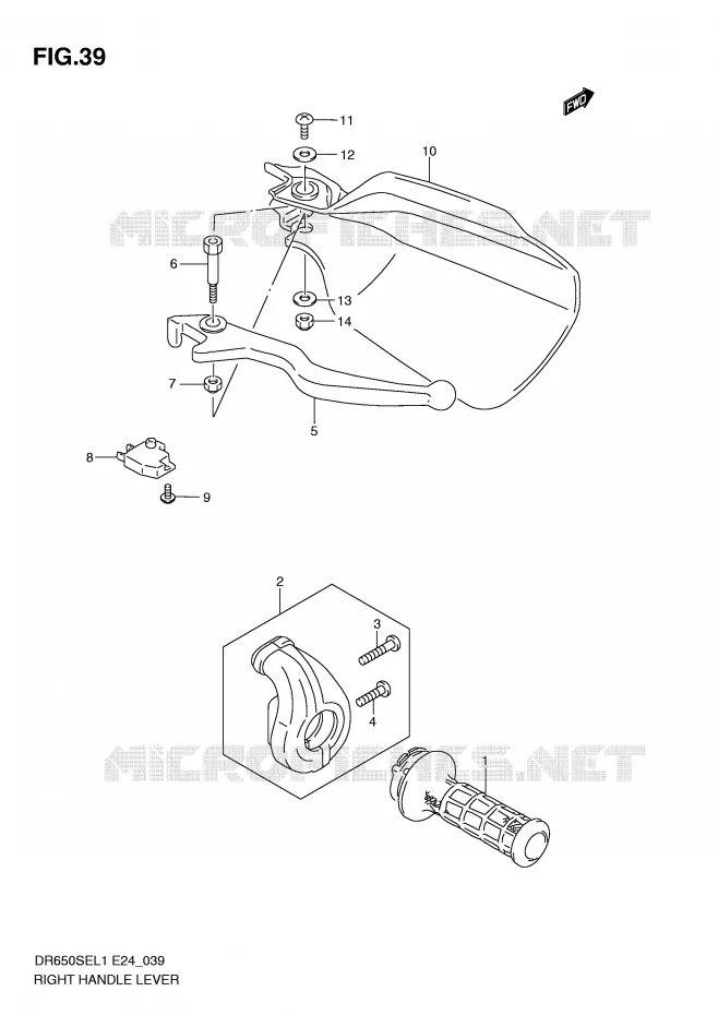 RECHTER HENDEL - HANDGREEP Suzuki MOTO 650 DR 2011  DR650SE L1(E24)