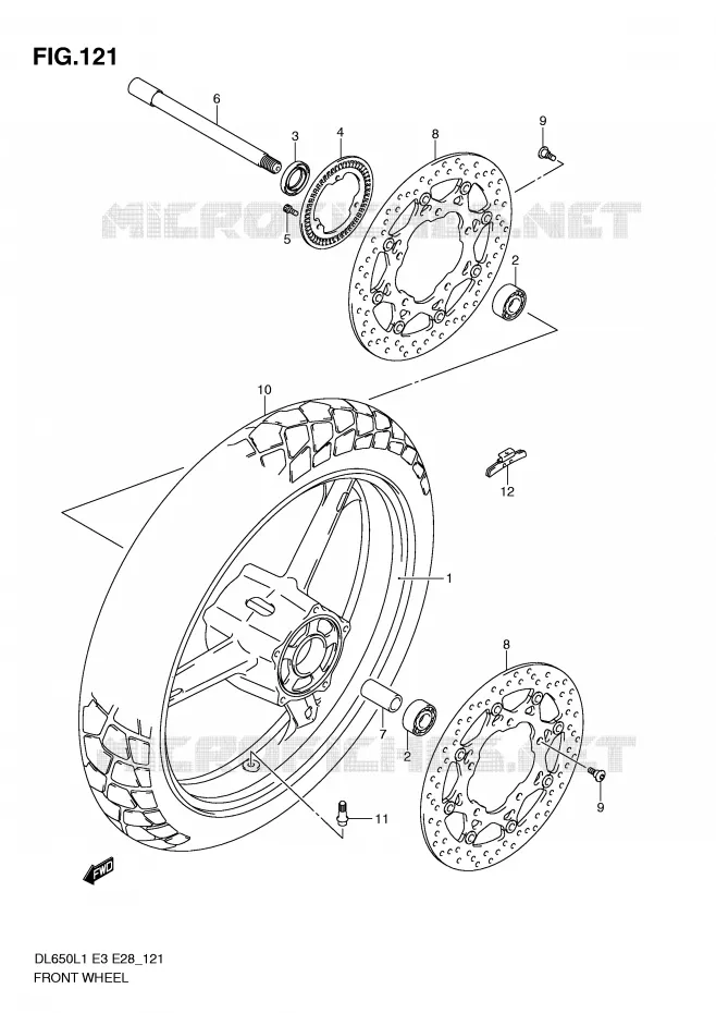 VOORWIEL (DL650AL1 E3) Suzuki MOTO 650 V-STROM 2011  DL650L1(E3)