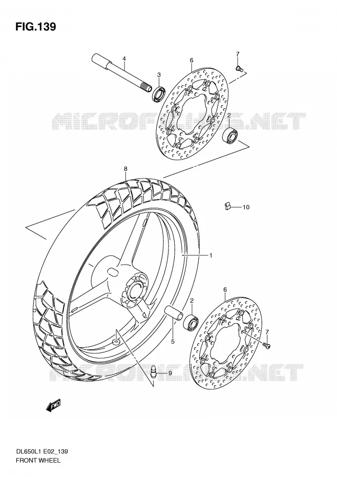 VOORWIEL (DL650UEL1 E19) Suzuki MOTO 650 V-STROM 2011  DL650UEL1(E2)