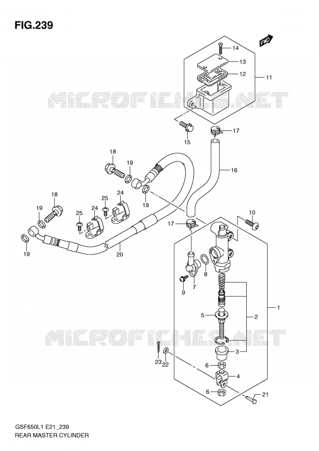 ACHTER hoofdremcilinder (GSF650L1 E21) Suzuki MOTO 650 BANDIT 2011  GSF650SAL1(E21)