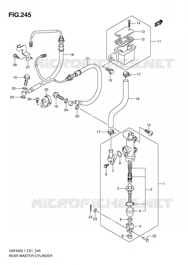 ACHTER hoofdremcilinder (GSF650SAL1 E21) Suzuki MOTO 650 BANDIT 2011  GSF650SAL1(E21)