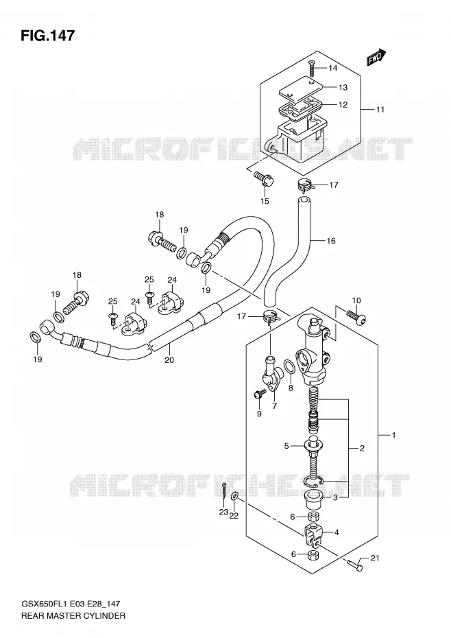 ACHTER hoofdremcilinder (GSX650FL1 E33) Suzuki MOTO 650 GSX-F 2011  GSX650FAL1(E3/E28)