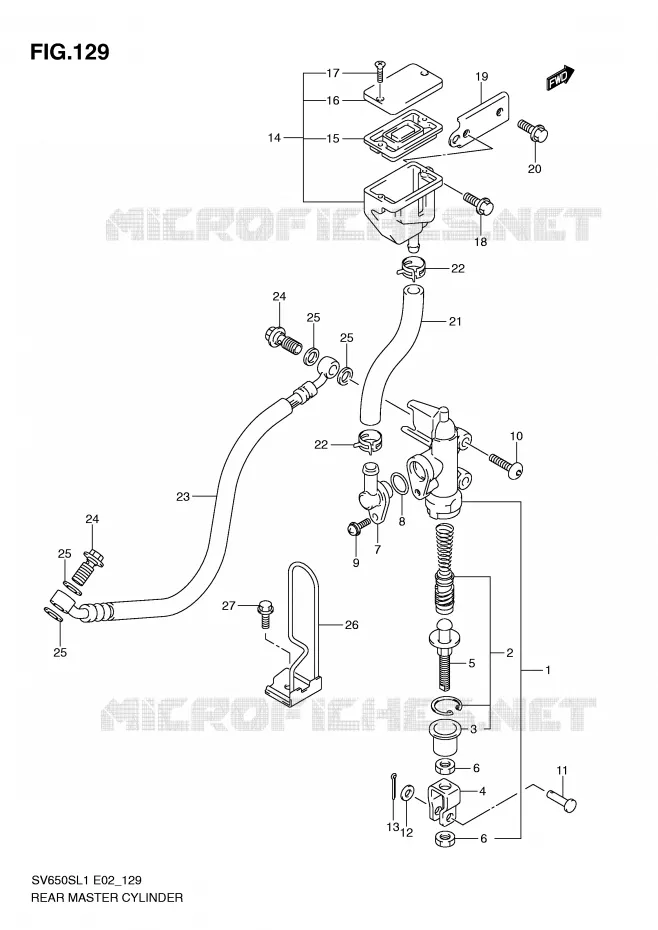 ACHTER hoofdremcilinder (SV650SUL1 E24) Suzuki MOTO 650 SV 2011  SV650SL1(E2)