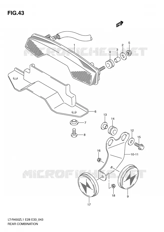 ACHTERLICHT (LT-R450L1 E28) Suzuki QUAD 450 QUADRACER 2011  LT-R450ZL1(E28/E33)