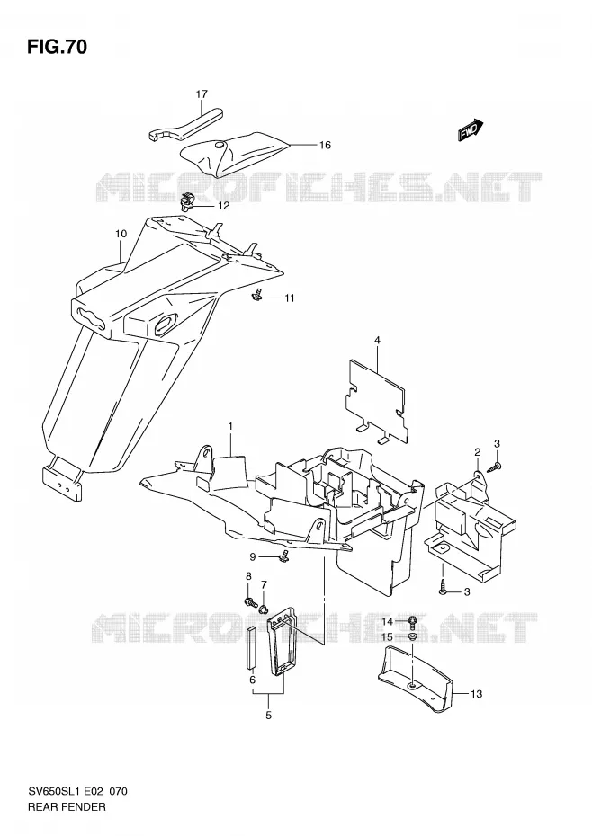 ACHTERSPATBORD (SV650SL1 E2) Suzuki MOTO 650 SV 2011  SV650SAL1(E2)