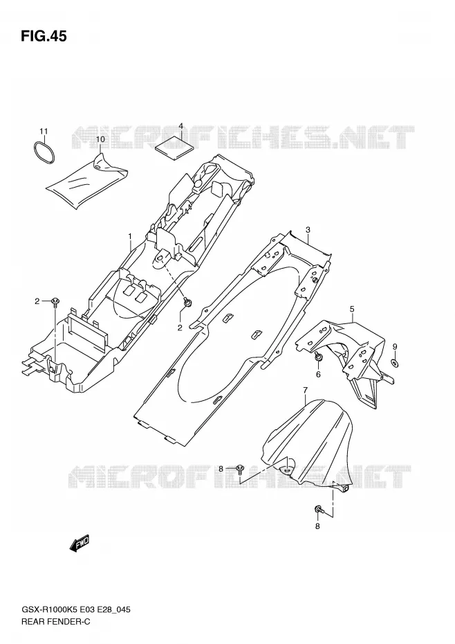 ACHTERSPATBORD Suzuki MOTO 1000 GSX-R 2005  GSX-R1000 K5 (E33)
