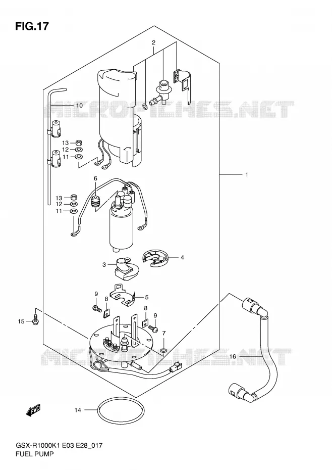 BENZINE POMP (GSX-R1000K1) Suzuki MOTO 1000 GSX-R 2002  GSX-R1000K2(E3/E28)