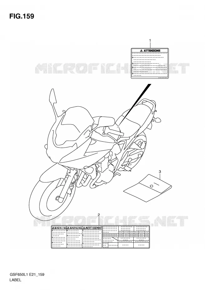 ETIKET (GSF650L1 E21) Suzuki MOTO 650 BANDIT 2011  GSF650SL1(E21)