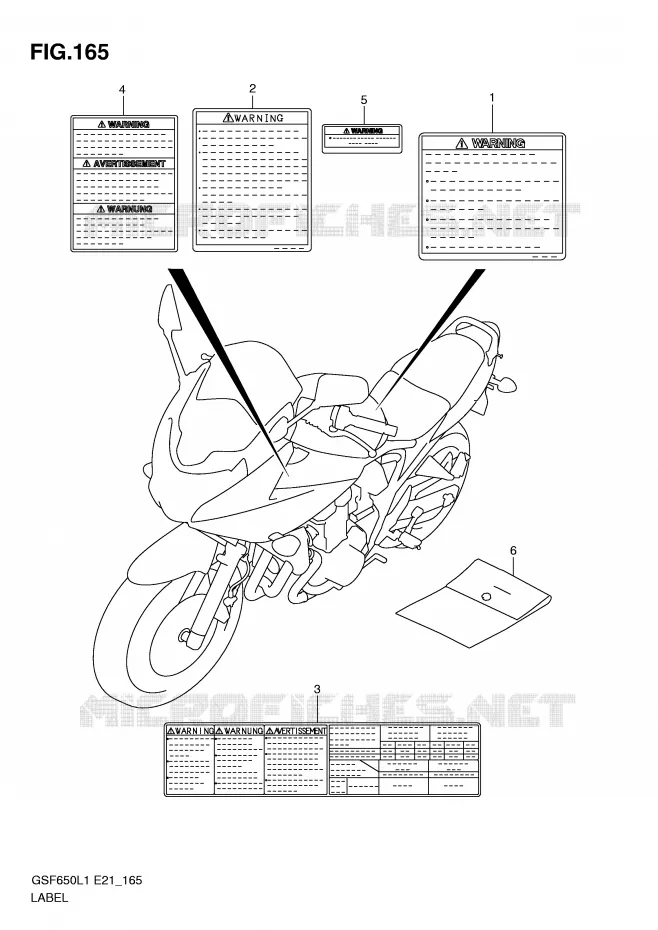 ETIKET (GSF650SAL1 E21) Suzuki MOTO 650 BANDIT 2011  GSF650SUL1(E21)