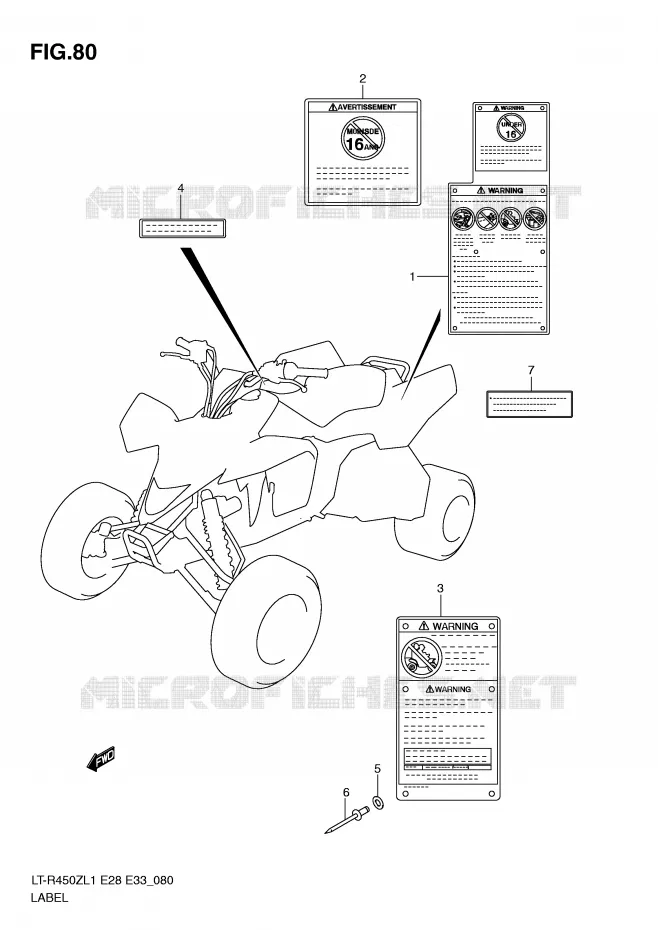 ETIKET (LT-R450L1 E28) Suzuki QUAD 450 QUADRACER 2011  LT-R450ZL1(E28/E33)