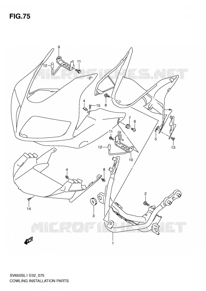 FAIRING INSTALLATIEDELEN Suzuki MOTO 650 SV 2011  SV650SAL1(E2)