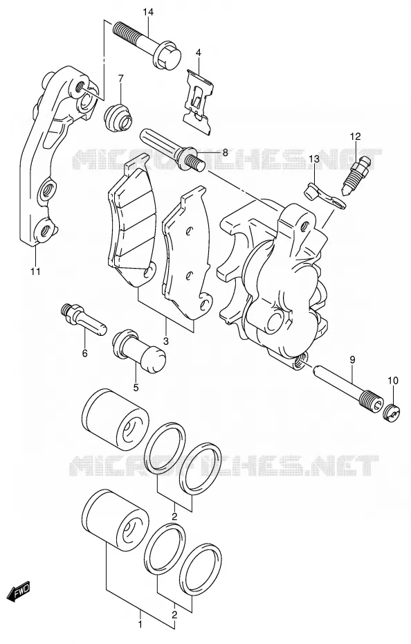 FRONT CALIPER Suzuki MOTO 125 RM 2002  RM125 K2 (E02,E04,E24)