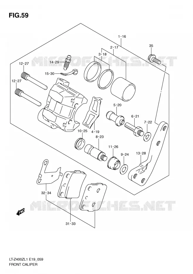 FRONT CALIPER Suzuki QUAD 400 QUADSPORT 2011  LT-Z400ZL1(E19)