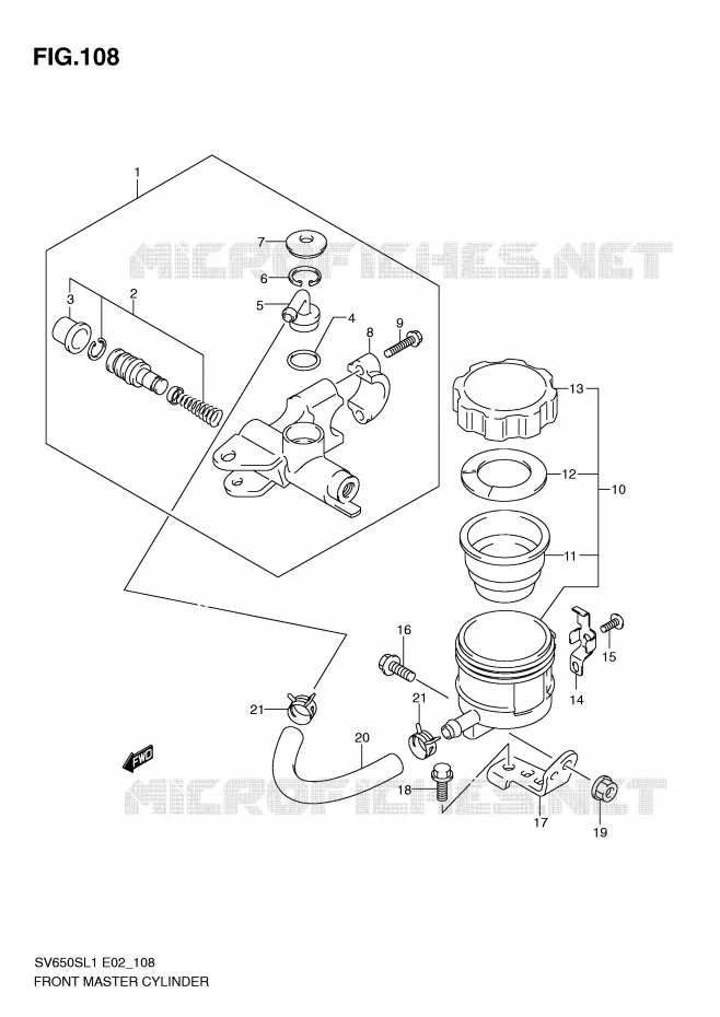 FRONT HOOFDREMCILINDER (SV650SAL1 E24) Suzuki MOTO 650 SV 2011  SV650SAL1(E2)