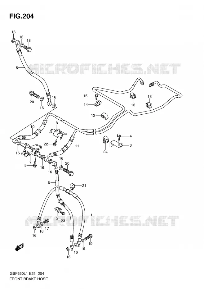 FRONT REMSLANG (GSF650SUAL1 E21) Suzuki MOTO 650 BANDIT 2011  GSF650L1(E21)
