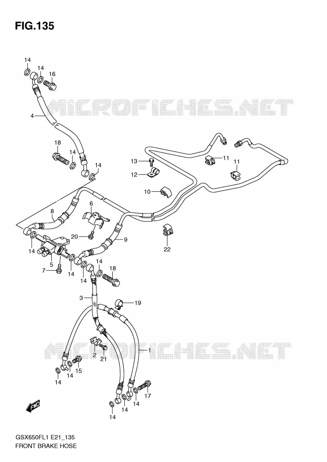 FRONT REMSLANG (GSX650FAL1 E21) Suzuki MOTO 650 GSX-F 2011  GSX650FUL1(E21)
