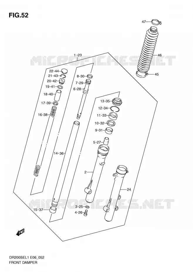FRONT SCHOKDEMPER Suzuki MOTO 200 DR 2011  DR200SEL1(E6)