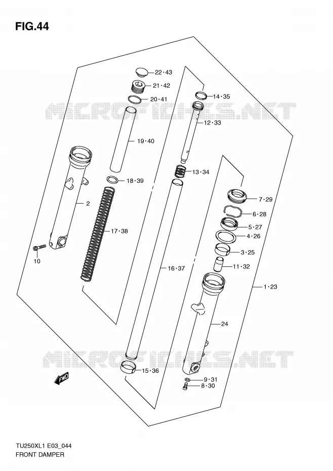 FRONT SCHOKDEMPER Suzuki MOTO 250 TU 2011  TU250XL1(E3)