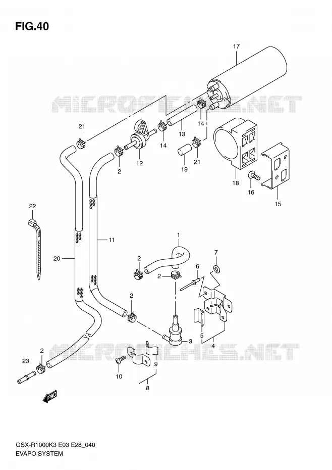 FUEL EVAP SYSTEM (E33) Suzuki MOTO 1000 GSX-R 2004  GSX-R1000ZK4(E3/E28)