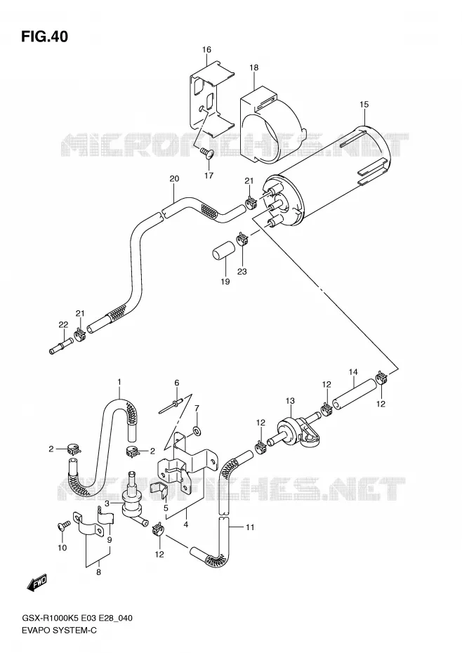 FUEL EVAP SYSTEM (E33) Suzuki MOTO 1000 GSX-R 2006  GSX-R1000 K6 (E03)
