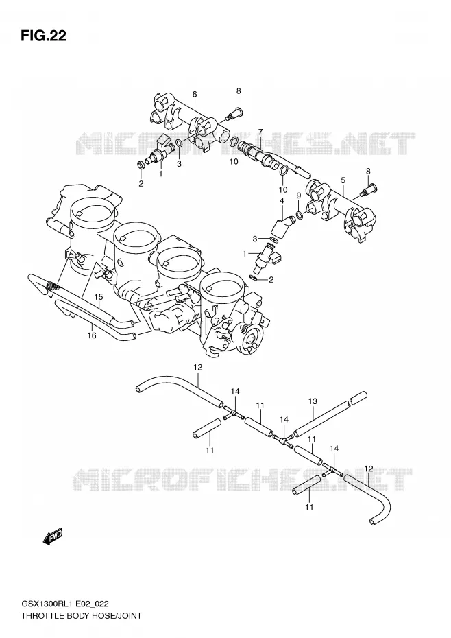 GASKLEPHUIS SLANG / JOINT (GSX1300RL1 E24) Suzuki MOTO 1300 HAYABUSA 2011  GSX1300RUFL1(E2)