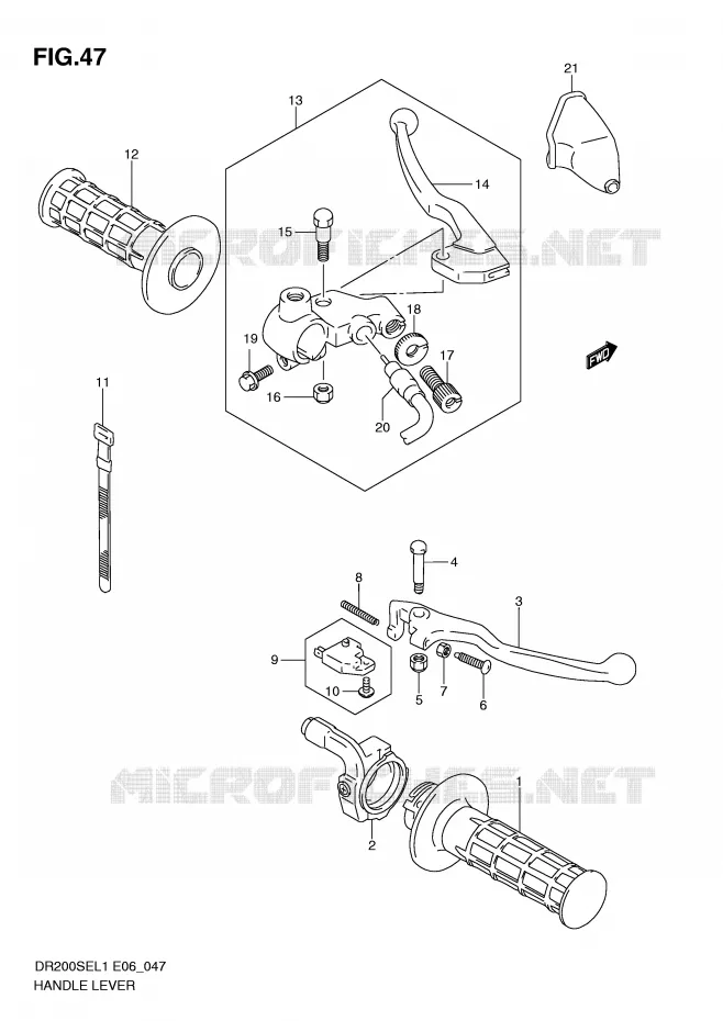 HEFBOMEN - HANDGRIPS (DR200SEL1 E6) Suzuki MOTO 200 DR 2011  DR200SEL1(E6)