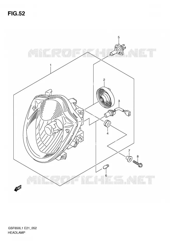 KOPLAMP (GSF650AL1 E21) Suzuki MOTO 650 BANDIT 2011  GSF650SUL1(E21)