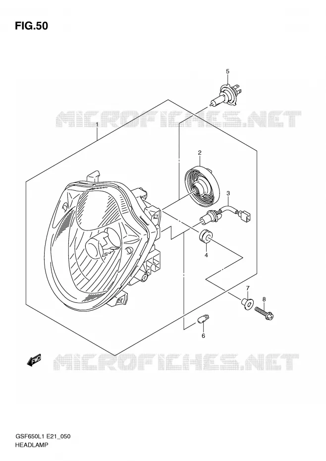 KOPLAMP (GSF650L1 E21) Suzuki MOTO 650 BANDIT 2011  GSF650UAL1(E21)