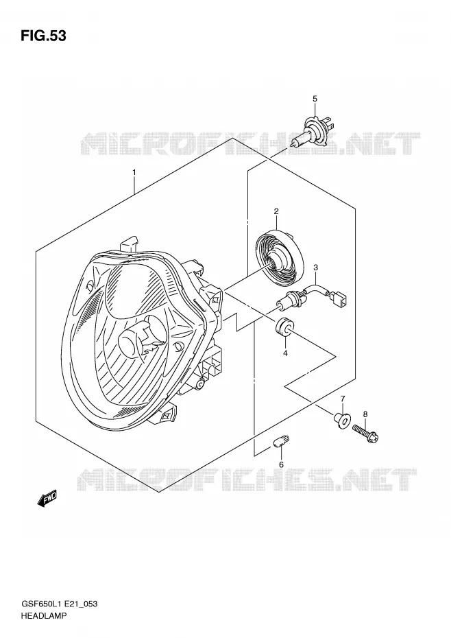 KOPLAMP (GSF650UAL1 E21) Suzuki MOTO 650 BANDIT 2011  GSF650L1(E21)