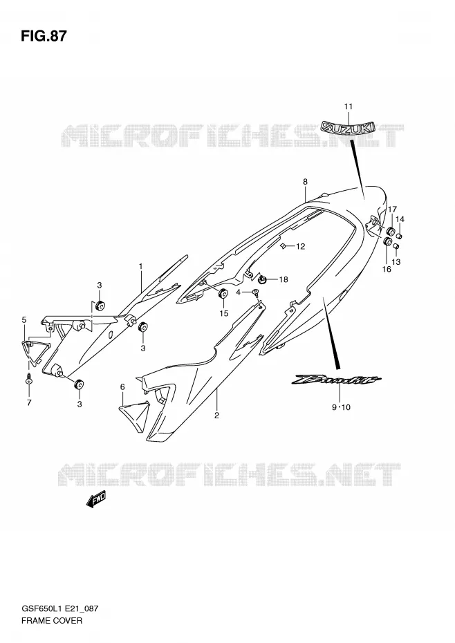 KUIP (GSF650L1 E21) Suzuki MOTO 650 BANDIT 2011  GSF650SL1(E21)
