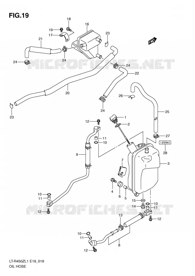 OLIE SLANG Suzuki QUAD 450 QUADRACER 2011  LT-R450ZL1(E19)