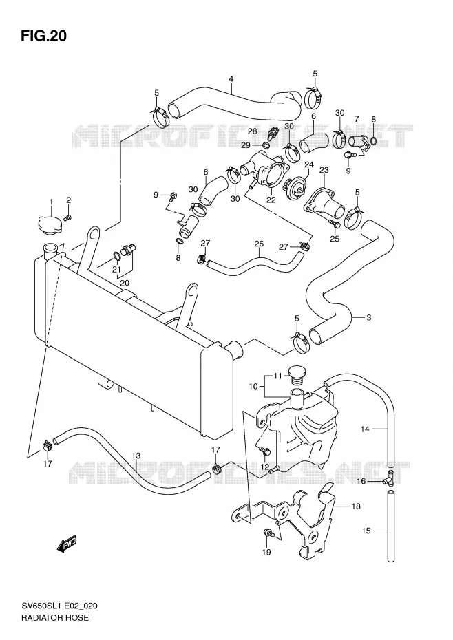 RADIATOR SLANG Suzuki MOTO 650 SV 2011  SV650SL1(E2)