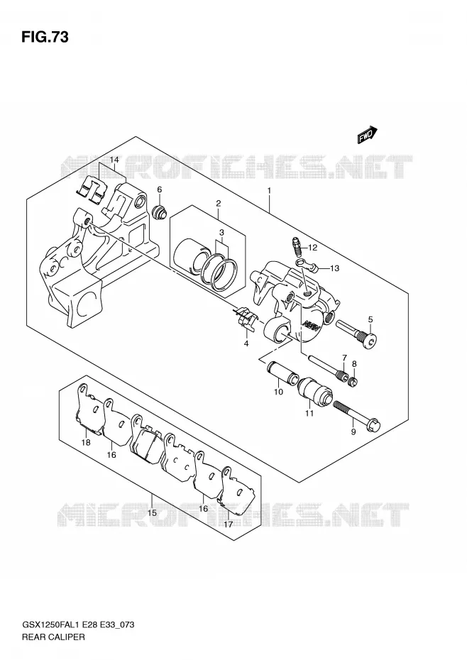 REAR CALIPER Suzuki MOTO 1250 GSX-F 2011  GSX1250FAL1(E28)