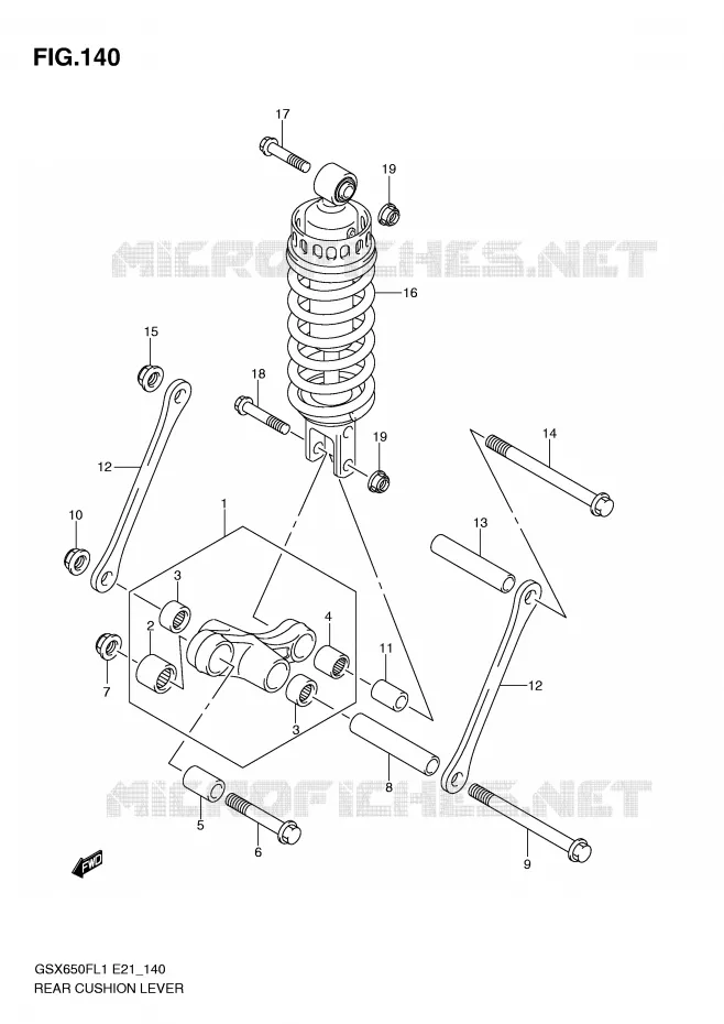 SCHOKBREKER AANEENSCHAKELING (GSX650FL1 E21) Suzuki MOTO 650 GSX-F 2011  GSX650FAL1(E21)