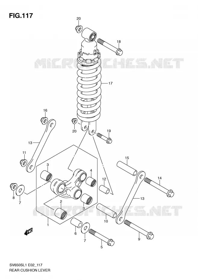 SCHOKBREKER AANEENSCHAKELING (SV650SUL1 E24) Suzuki MOTO 650 SV 2011  SV650SUL1(E2)