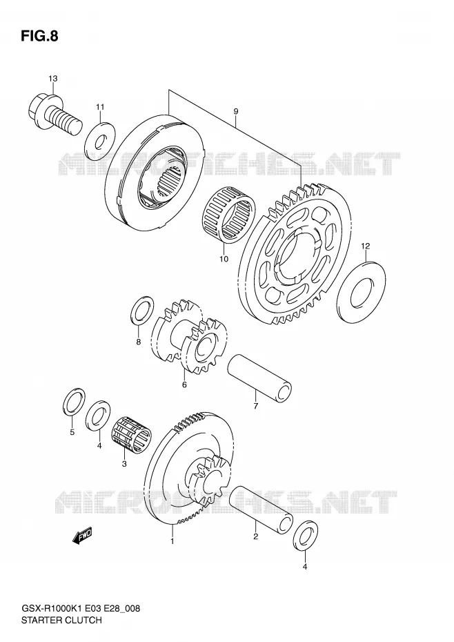 STARTMOTOR CLUTCH Suzuki MOTO 1000 GSX-R 2001  GSX-R1000K1(E3/E28)