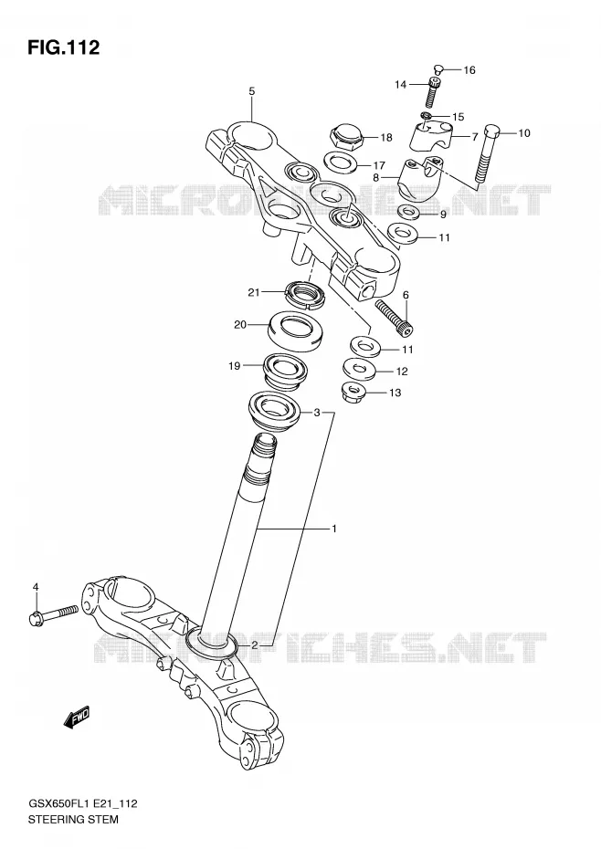 STUURKOLOM (GSX650FL1 E24) Suzuki MOTO 650 GSX-F 2011  GSX650FUAL1(E21)