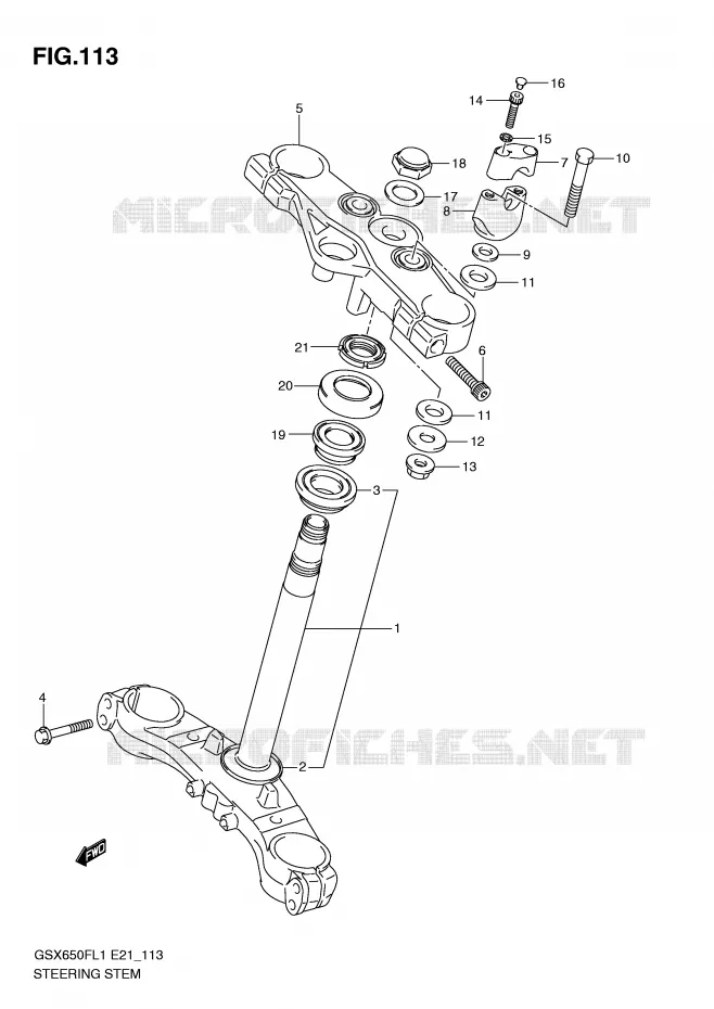 STUURKOLOM (GSX650FUL1 E21) Suzuki MOTO 650 GSX-F 2011  GSX650FUL1(E21)