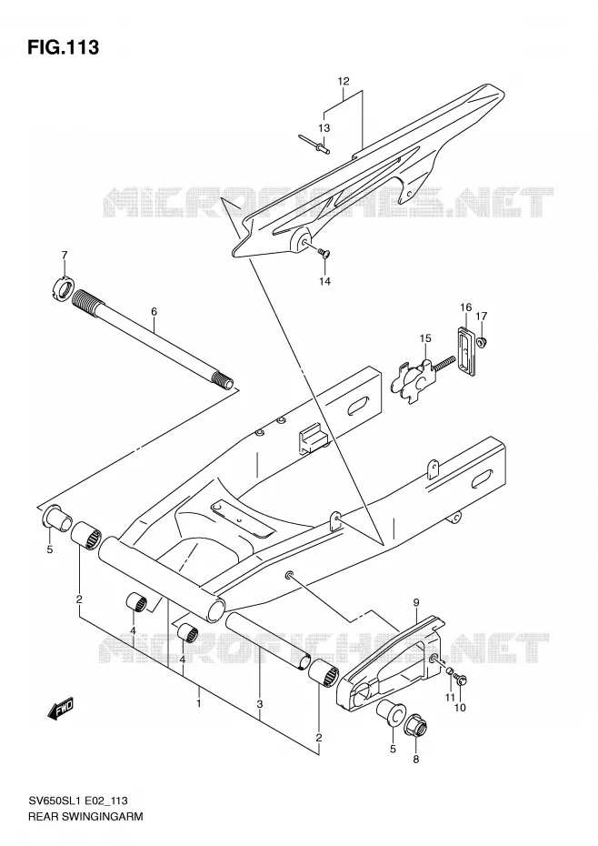 SWINGARM (SV650SUL1 E24) Suzuki MOTO 650 SV 2011  SV650SAL1(E2)